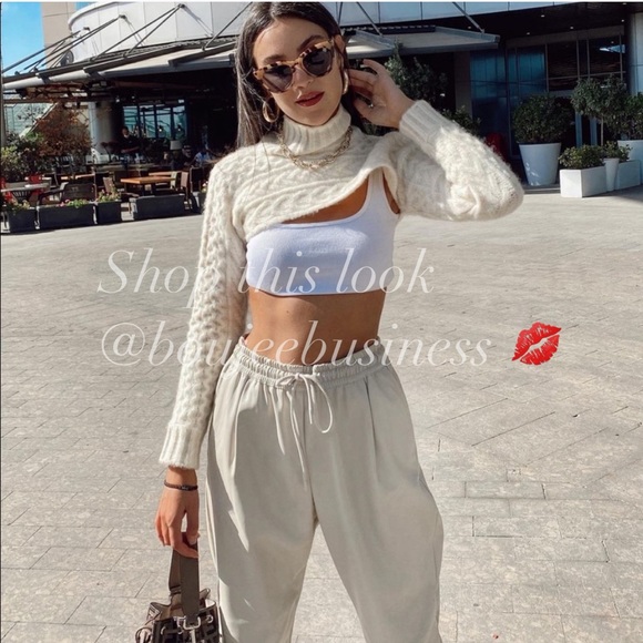 ZARA BNWT Cable Knit High Collar Cropped Sweater - Picture 5 of 10